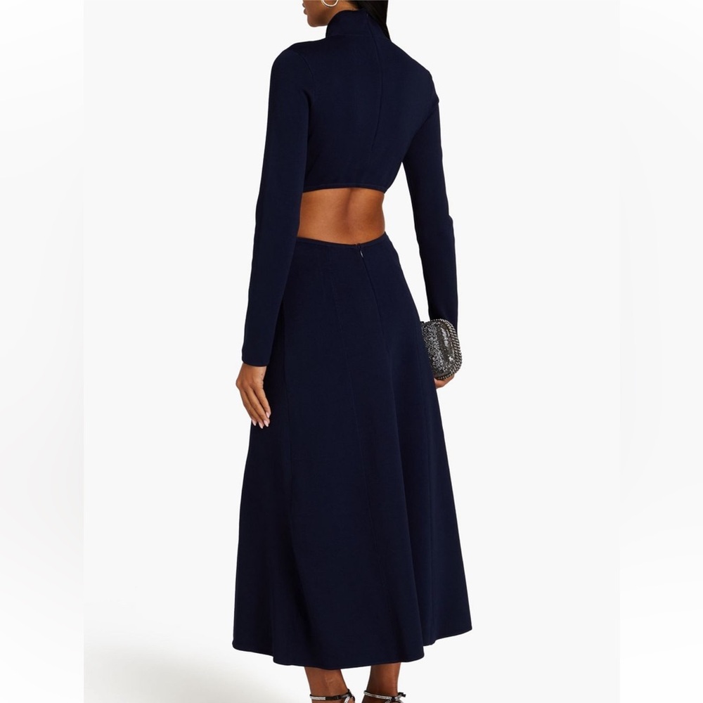 Aje Anika Cut-Out Stretchy Knit Navy Blue  Long Sleeve Dress - Picture 2 of 7